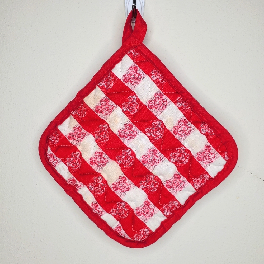 22B) DISNEY Vintage Mickey Checkered 100% Cotton Hot Pad